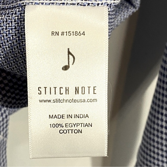 NEW Stitch Note Gingham Plaid Egyptian Cotton Shirt - Picture 4 of 8
